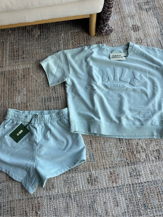 Daily Drills Tops - Daily Drills Lake Day Embroidered Sweatshirt & Shorts Set M/L